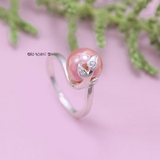 Nhẫn Bạc Nữ Ngọc Trai Hình Chiếc Lá
