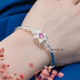Vòng tay bạc nữ hình hoa 5 cánh Nhuỵ đính đá hồng trẻ trung V2409040025