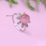 Nhẫn Bạc Nữ Phong Thủy Đá Hồng Hình Bông Hoa N2409060035