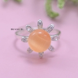 Nhẫn Bạc Nữ Phong Thủy Đá Cam Hình Bông Hoa N2409060036