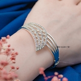 Vòng tay bạc nữ mặt vòng Hình bông lúa đính đá V2409050049