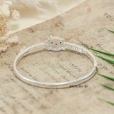 Vòng tay bạc mặt vòng hình hello kitty đính đá trắng đeo nơ xanh V2409050007