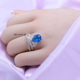 Nhẫn Bạc Nữ Phong Thủy Đá Xanh Dương Hình Vương Miện N2409060016