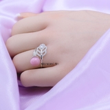 Nhẫn Bạc Nữ Phong Thủy Đá Tròn Hồng N2409060028