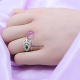 Nhẫn Bạc Nữ Phong Thủy Đá Tròn Hồng N2409060027