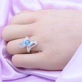 Nhẫn Bạc Nữ Phong Thủy Đá Xanh Dương Hình Chiếc Lá N2409060022