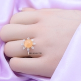 Nhẫn Bạc Nữ Phong Thủy Đá Cam Hình Bông Hoa N2409060036