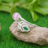 Nhẫn Bạc Nữ Phong Thủy Đá Tròn Hồng N2409060027