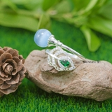 Nhẫn Bạc Nữ Phong Thủy Đá Tròn Xanh Dương N2409060029