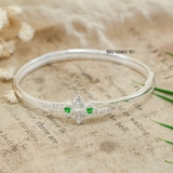 Vòng tay bạc nữ mặt vòng hình ánh sao đính đá trắng điểm đá xanh tạo điểm nhấn V2409050026