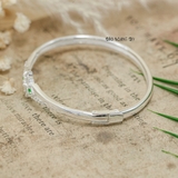 Vòng tay bạc nữ mặt vòng hình ánh sao đính đá trắng điểm đá xanh tạo điểm nhấn V2409050026
