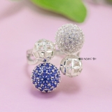 Nhẫn Bạc Nữ Quả Cầu Đính Đá 2 Màu N2409060051