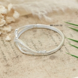 Vòng tay bạc nữ mặt vòng hình các lượn sóng trơn kết hợp đính đá V2409130005