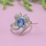 Nhẫn Bạc Nữ Phong Thủy Đá Xanh Dương Hình Cánh Bướm N2409060006