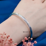 Vòng tay bạc nữ mặt vòng thiết kế hình bông lúa V2409130012