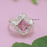 Nhẫn Bạc Nữ Phong Thủy Đá Hồng N2409040083