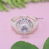 Nhẫn Bạc Nữ Đá Ổ Cao Hình Bông Hoa Gắn Đá Sang Trọng Quý Phái N2408300051