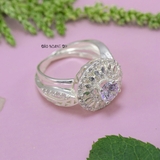 Nhẫn Bạc Nữ Đá Ổ Cao Bản To Gắn Đá Sang Trọng Quý Phái N2408300057