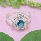 Nhẫn Bạc Nữ Phong Thủy Đá Xanh Dương N2409050029