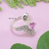Nhẫn Bạc Nữ Phong Thủy Đá Hồng Hình Chiếc Lá N2409060021