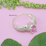 Nhẫn Bạc Nữ Phong Thủy Đá Hồng