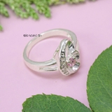 Nhẫn Bạc Nữ Trơn Thiết Kế Hình Nén Bạc Đính Đá Hồng Nổi Bật N2408260025