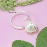 Nhẫn Bạc Nữ Ngọc Trai Hình Chiếc Lá