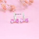 Bông Tai Bạc Cho Bé Kiểu Bật Nơ Đá Hồng To Nổi Bật H2410280061