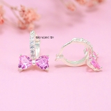 Bông Tai Bạc Cho Bé Kiểu Bật Nơ Đá Hồng To Nổi Bật H2410280061