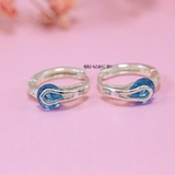 Bông Tai Bạc Cho Bé Khong Tròn Đá Xanh Dương Nổi Bật H2410280018