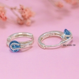 Bông Tai Bạc Cho Bé Khong Tròn Đá Xanh Dương Nổi Bật H2410280018