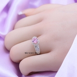 Nhẫn Bạc Nữ Phong Thủy Đá Hồng