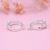 Bông Tai Bạc Cho Bé S925 Kiểu Bật Hoa 4 Cánh Trơn Cùng Hàng Đá Hồng Xinh Xắn H2410280062