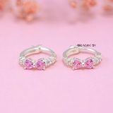 Bông Tai Bạc Cho Bé Kiểu Bật Nơ Đá Hồng Nhỏ Xinh H2410280060