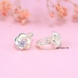 Bông Tai Bạc Nữ S925 Khong Tròn Hoa 5 Cánh Trơn Xoáy Nhỏ Xinh H2410280011