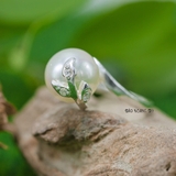 Nhẫn Bạc Nữ Ngọc Trai Hình Chiếc Lá