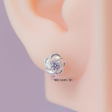 Bông Tai Bạc Nữ S925 Khong Tròn Hoa 5 Cánh Trơn Xoáy Nhỏ Xinh H2410280011