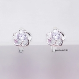 Bông Tai Bạc Nữ S925 Khong Tròn Hoa 5 Cánh Trơn Xoáy Nhỏ Xinh H2410280011