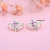 Bông Tai Bạc Nữ Kiểu Bật Hoa 4 Cánh Đính Đá Sáng Tạo H2410280054