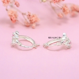 Bông Tai Bạc Nữ Kiểu Bật Hoa 4 Cánh Đính Đá Sáng Tạo H2410280054