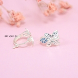 Bông Tai Bạc Nữ Kiểu Bật Hình Cánh Bướm Đá Màu Xinh Xắn H2410280047