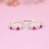 Bông Tai Bạc Cho Bé Kiểu Bật Một Hàng Đá Nhỏ Xinh Nhiều Màu H2410280053