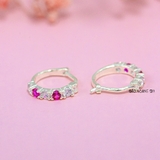 Bông Tai Bạc Cho Bé Kiểu Bật Một Hàng Đá Nhỏ Xinh Nhiều Màu H2410280053