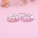 Bông Tai Bạc Cho Bé S925 Kiểu Bật Một Hàng Đá 4 Viên Ziczac Xinh Xắn H2410280058