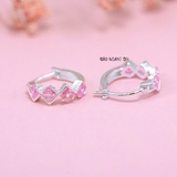 Bông Tai Bạc Cho Bé S925 Kiểu Bật Một Hàng Đá 4 Viên Ziczac Xinh Xắn H2410280058