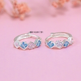 Bông Tai Bạc Cho Bé S925 Kiểu Bật Một Hàng Đá 4 Viên Ziczac Xinh Xắn H2410280059