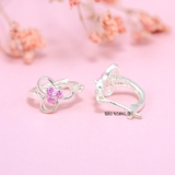 Bông Tai Bạc Nữ Kiểu Bật Hoa 3 Cánh Đính Đá Đơn Giản H2410280073