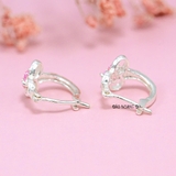 Bông Tai Bạc Nữ Kiểu Bật Hoa 3 Cánh Đính Đá Đơn Giản H2410280073