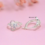 Bông Tai Bạc Nữ Kiểu Bật Hoa 3 Cánh Trơn Đơn Giản H2410280074