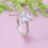 Nhẫn Bạc Nữ Đính Đá Vuông Sang Trọng